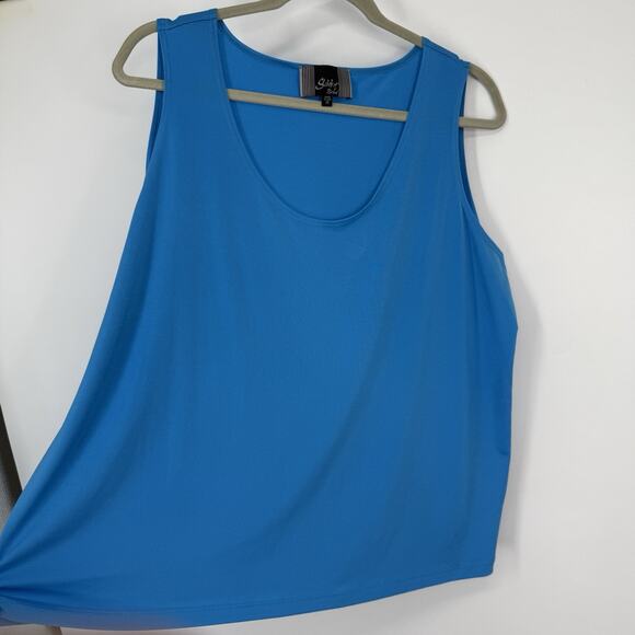Slinky Brand Tank Top size 1X Scoopneck Bright Blue Stretch Jersey Pullover - Picture 2 of 7